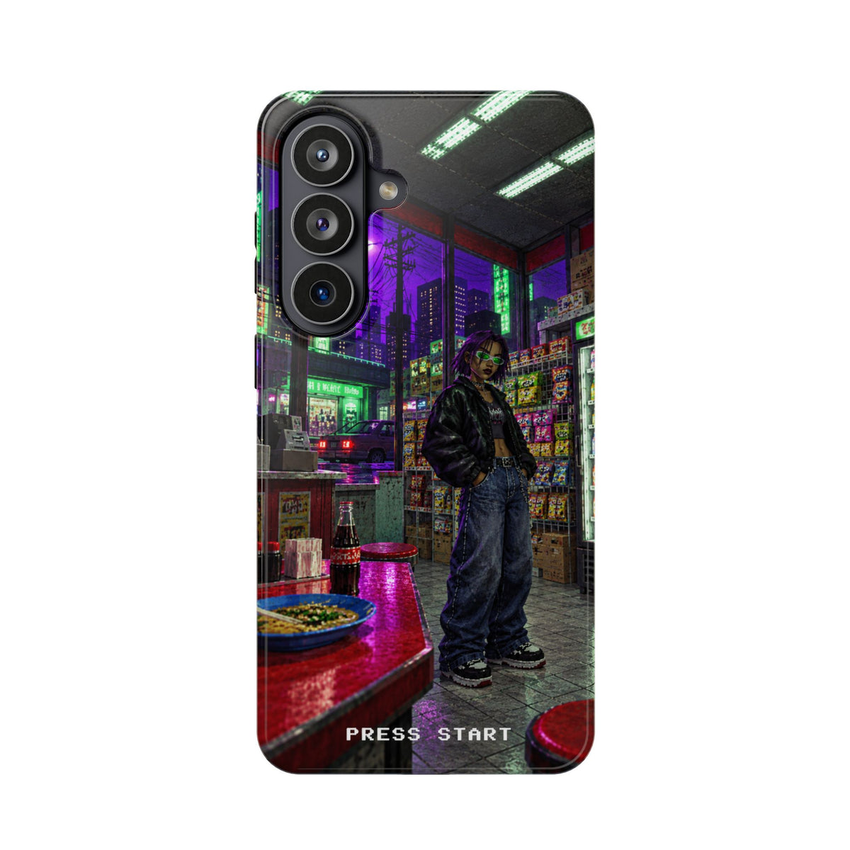 Press Start Cyberpunk Arcade Phone Case
