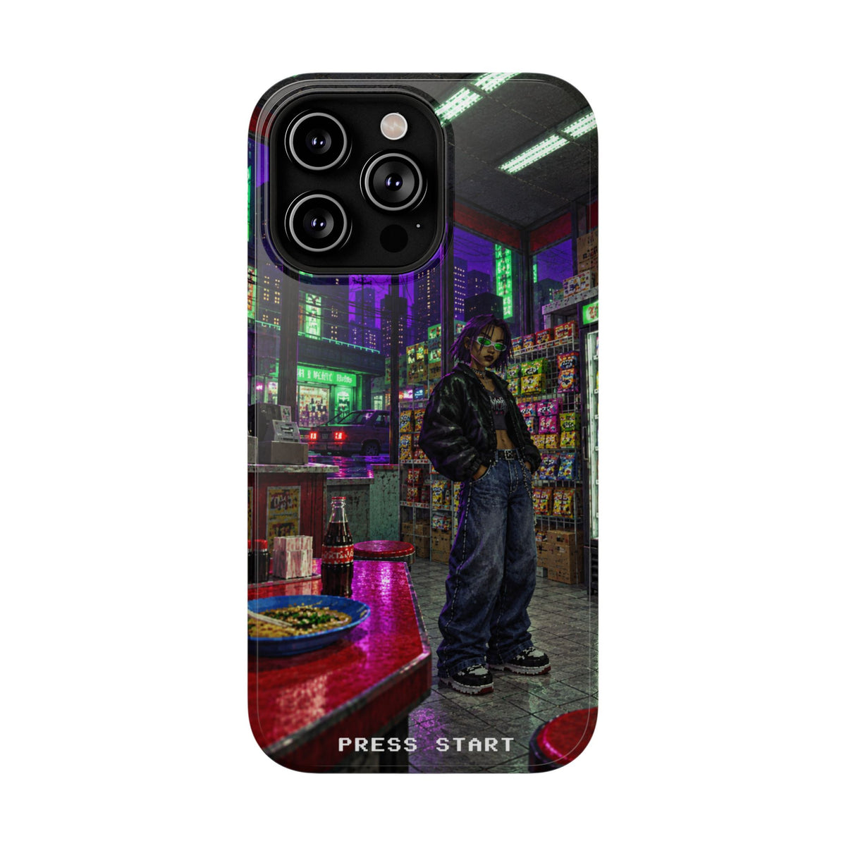 Press Start Cyberpunk Arcade Phone Case