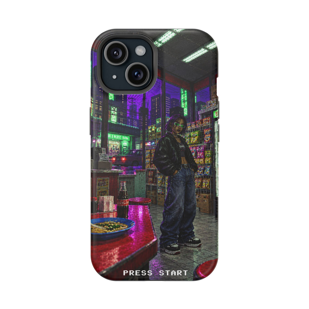 Press Start Cyberpunk Arcade Phone Case